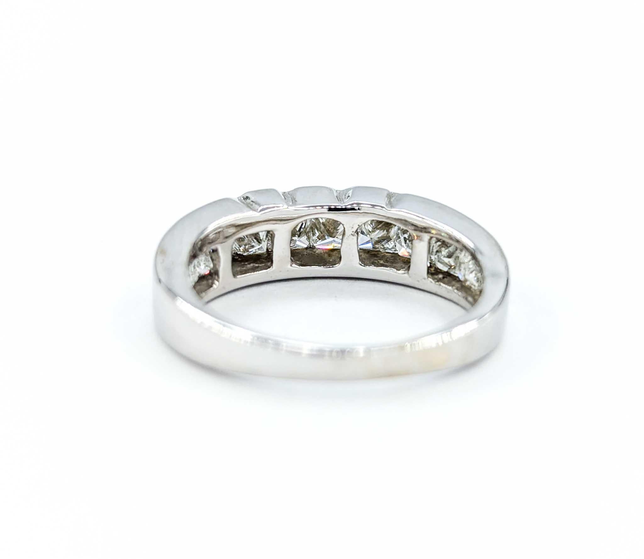 1.00ctw Channel Set Princess Diamond Bridal Ring in White Gold For Sale 1