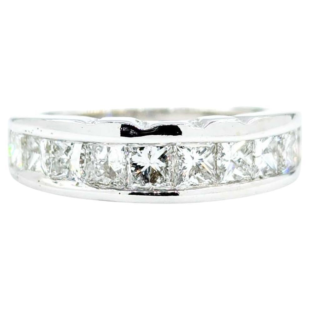 1.00ctw Channel Set Princess Diamond Bridal Ring in White Gold For Sale