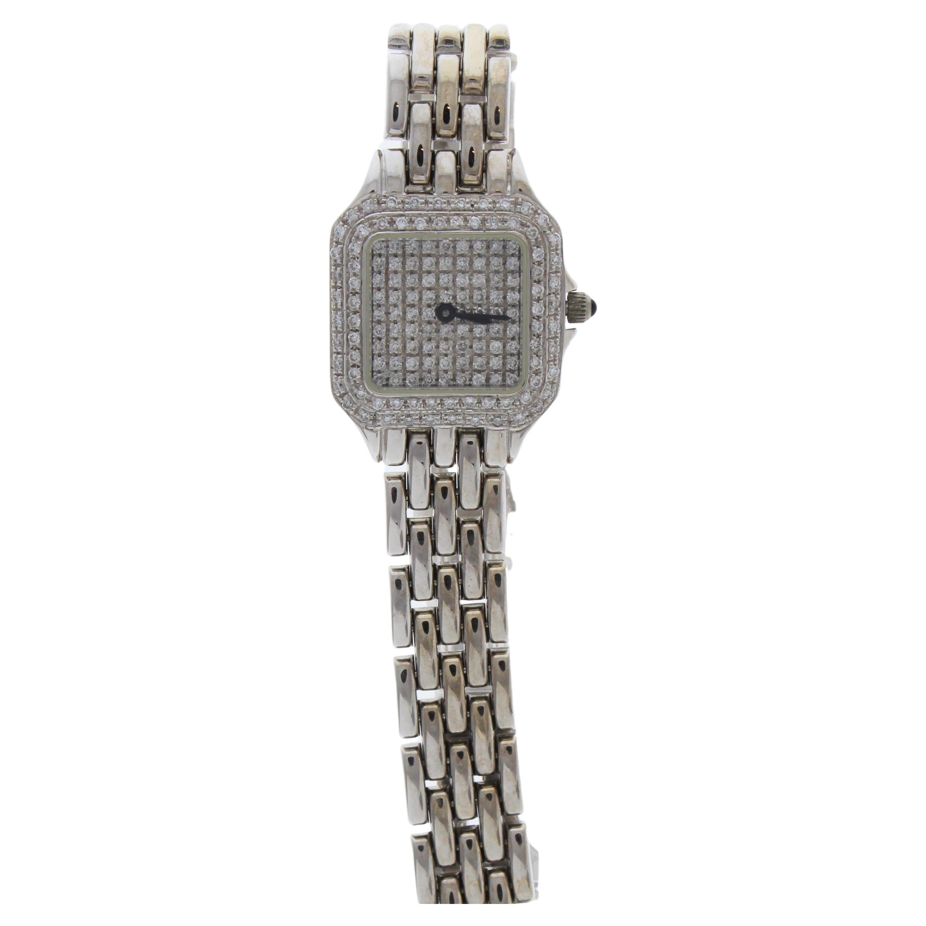 1.00ctw Diamond Watch in 14K White Gold For Sale