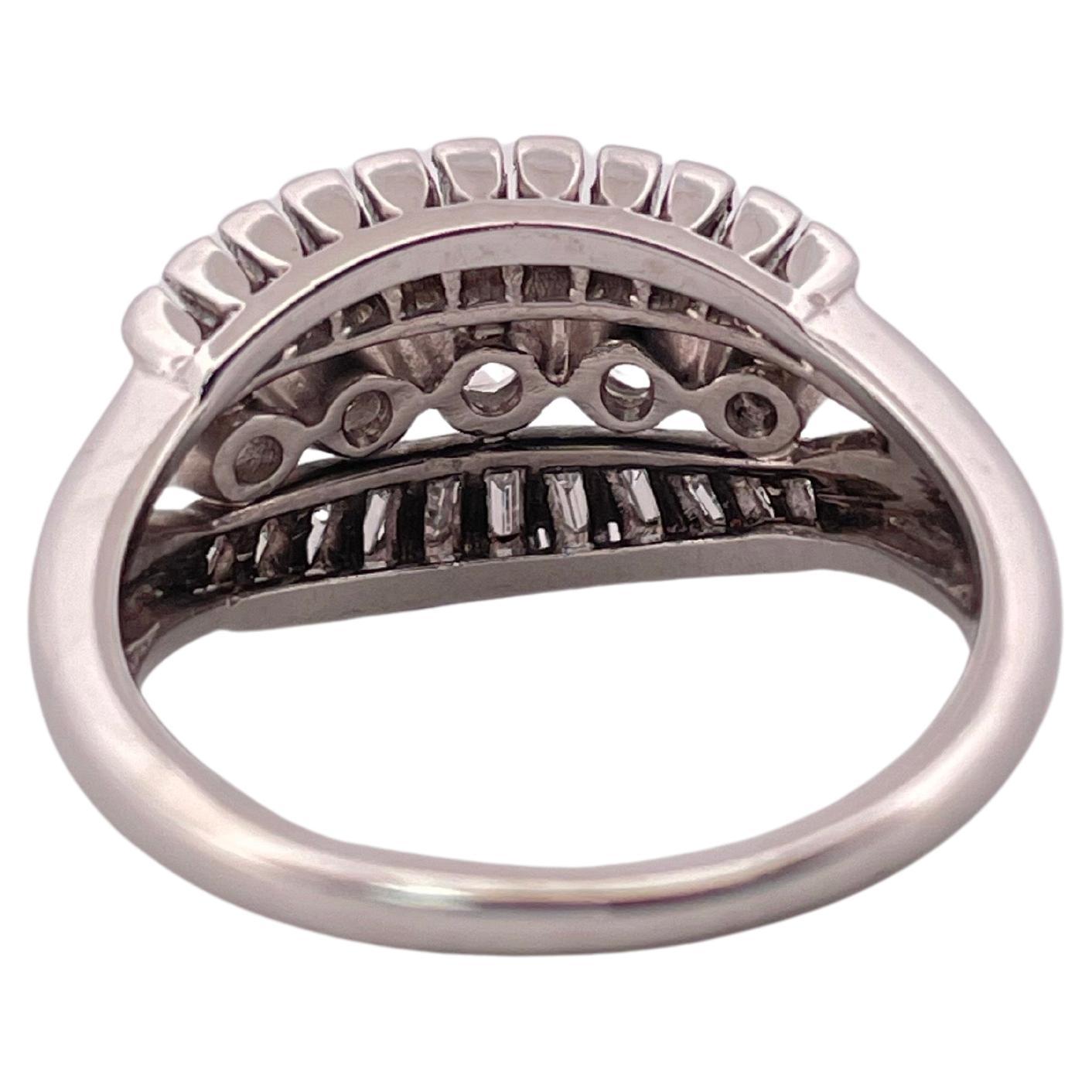 1.00ctw G-H SI1 Diamant gefasst in Iridium 900 Platin Ring (Baguetteschliff) im Angebot