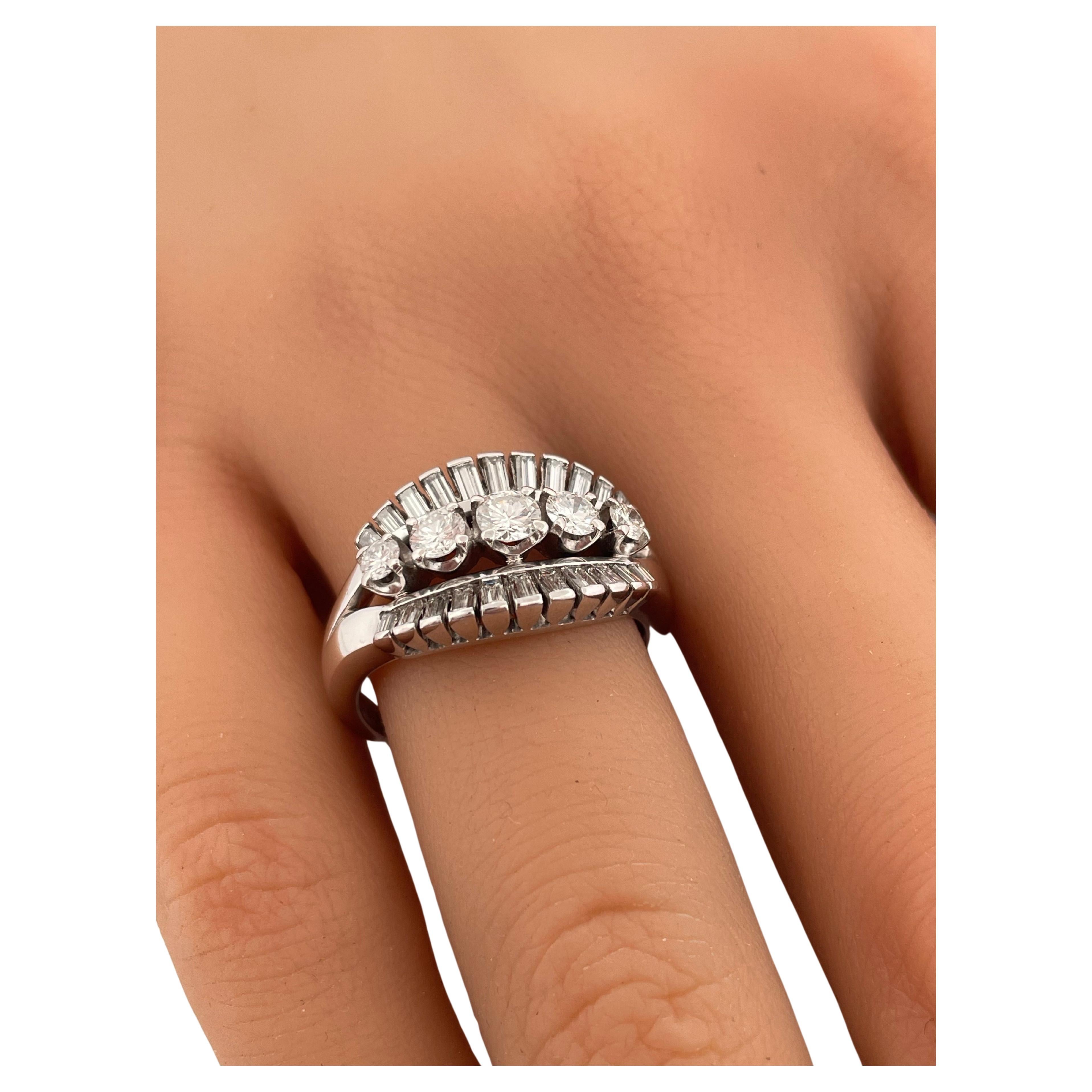 1.00ctw G-H SI1 Diamant gefasst in Iridium 900 Platin Ring im Angebot 1