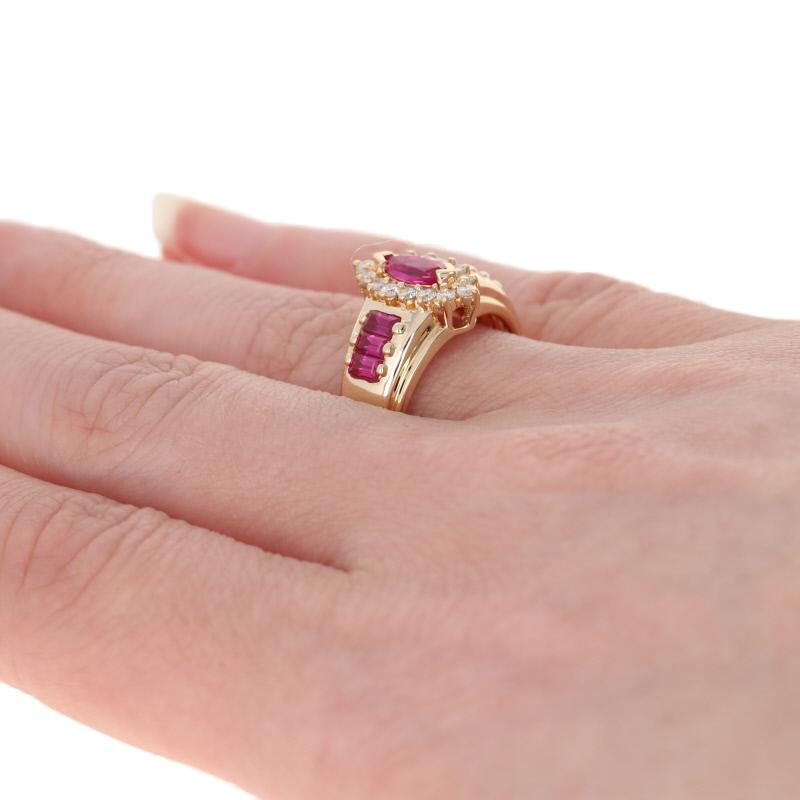 1.00ctw Marquise Cut Synthetic Ruby & Diamond Ring, 14k Yellow Gold Halo 4