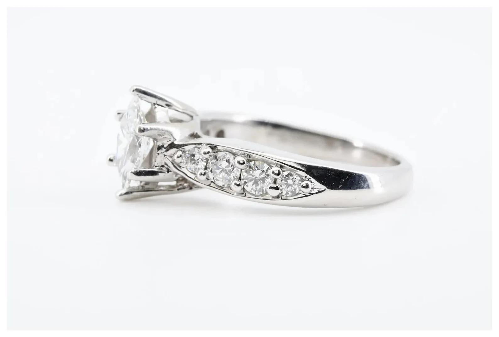Marquise Cut 1.00Ctw Marquise & Round Diamond Bridal Engagement Suite 18K White Gold For Sale