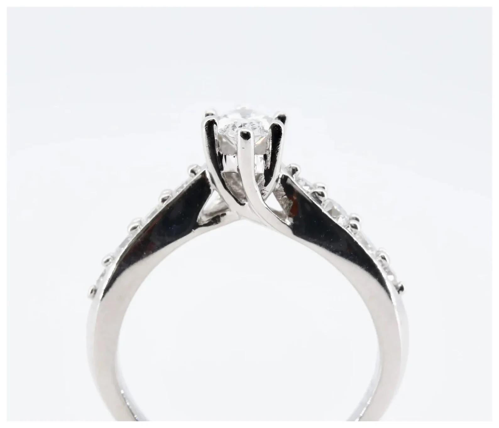 1.00Ctw Marquise & Round Diamond Bridal Engagement Suite 18K White Gold For Sale 2