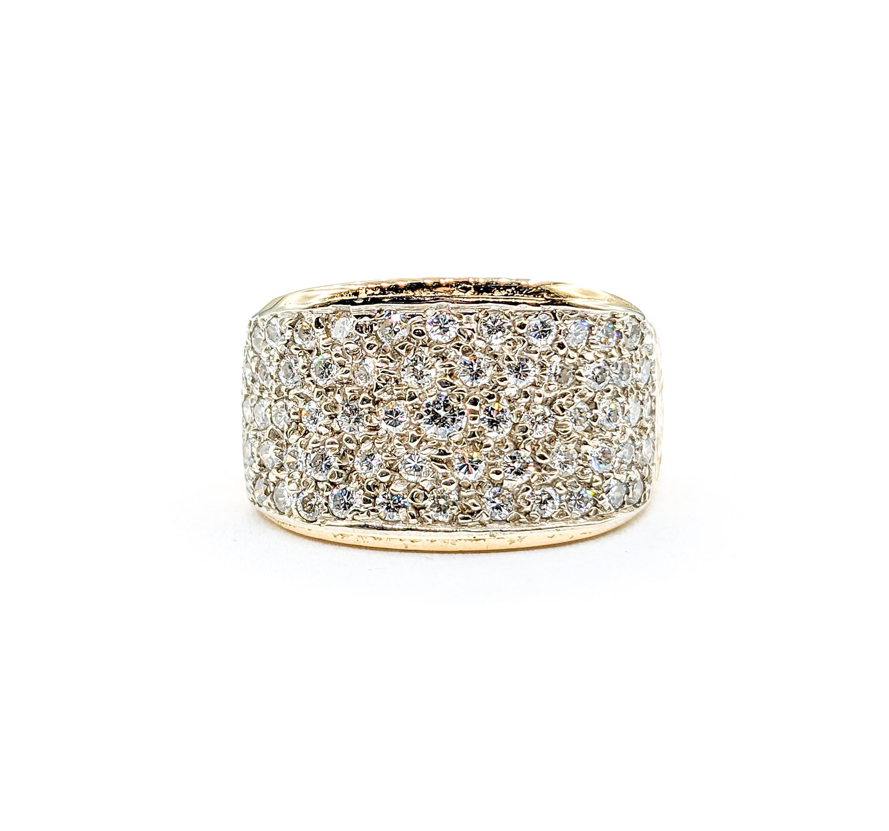 1.00ctw Pave Diamond Ring in Textured Gold

Introducing an exquisite Pave Diamond Ring in 14K Yellow Gold. Adorned with 1.0 carat total weight of glittering round diamonds, this ring sparkles! These near-colorless white diamonds exhibit SI clarity,