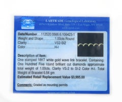 1.00ctw Pave Diamond Wave Link Bracelet in 18K White Gold