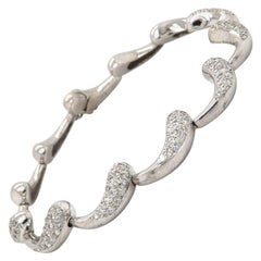 1.00ctw Pave Diamond Wave Link Bracelet in 18K White Gold