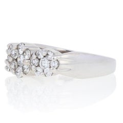 1.00 Carat Round Brilliant Diamond Ring 14 Karat White Gold Cluster Halo Flowers