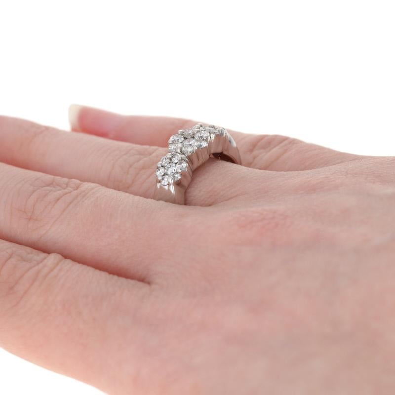1.00 Carat Round Brilliant Diamond Ring 14 Karat White Gold Cluster Halo Flowers In Excellent Condition In Greensboro, NC