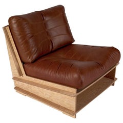 100xbtr Contemporary DB Chair with Douglas Fir Plywood Base and Leather Cushion