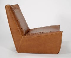 100xbtr Contemporary Pinch Lounge Chair in Whiskey Leather