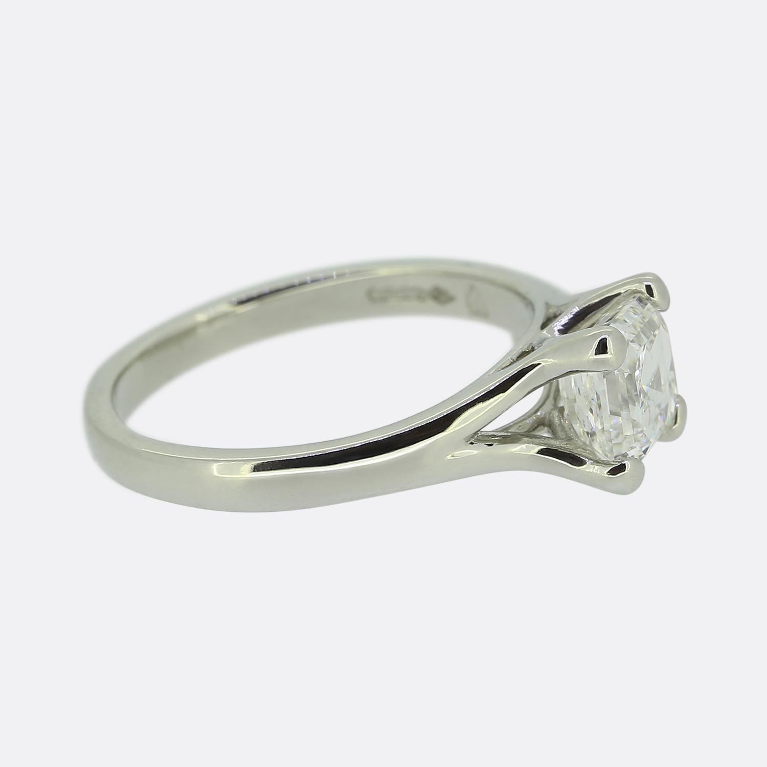 Taille Asscher 1.01 Bague de fiançailles solitaire en diamant taillé Asscher en vente