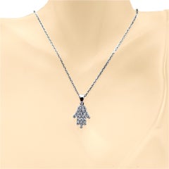 Sebastian Bernards 1.01 Ct 14K White Gold Pave Set Diamond Hamsa Hand Pendant