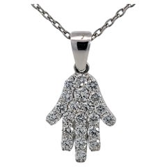 Sebastian Bernards 1.01 Ct 14K White Gold Pave Set Diamond Hamsa Hand Pendant