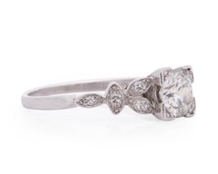 1.01 Carat Art Deco Diamond Platinum Engagement Ring