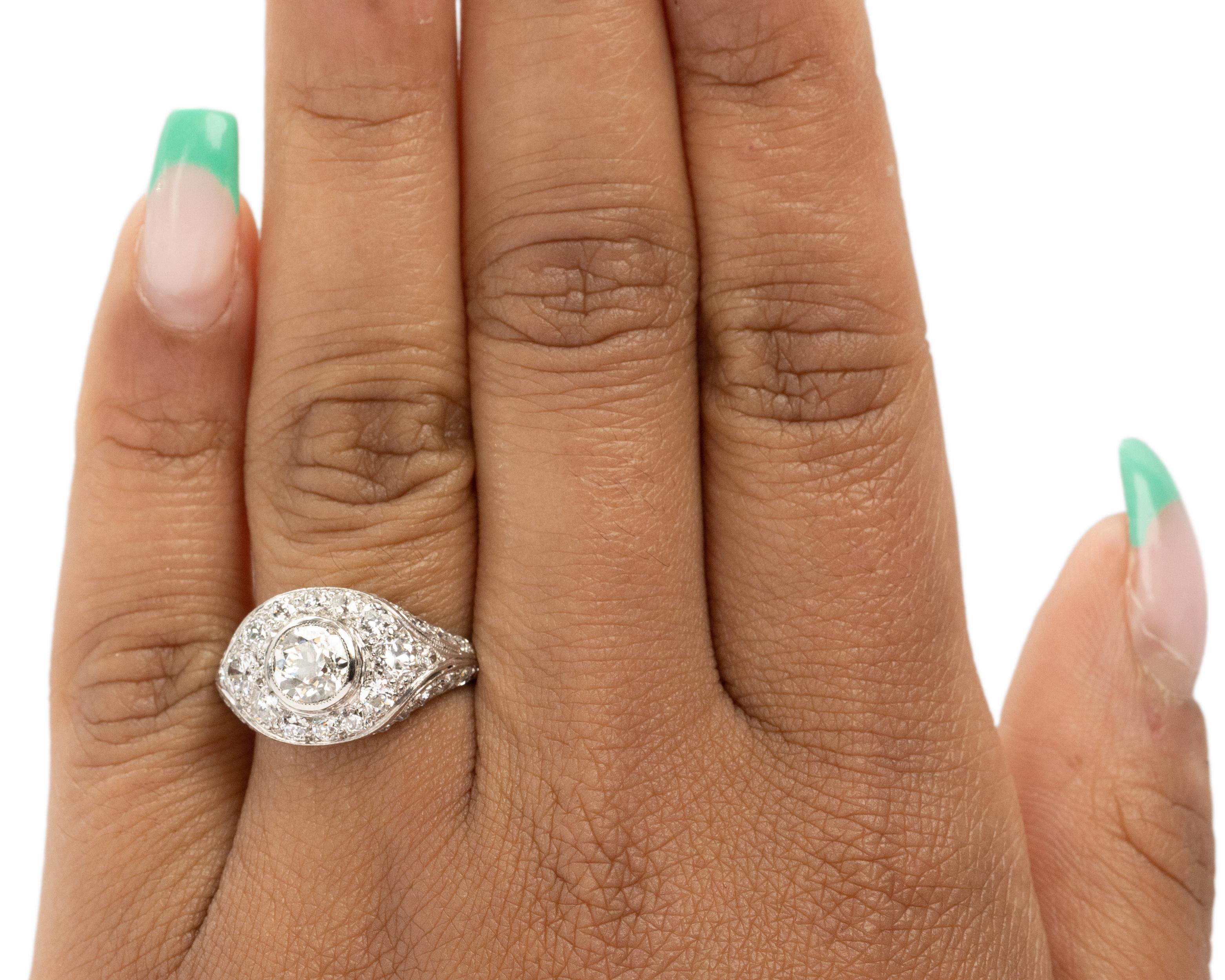 Bague de fiançailles Art déco en platine avec diamants de 1,01 carat en vente 1