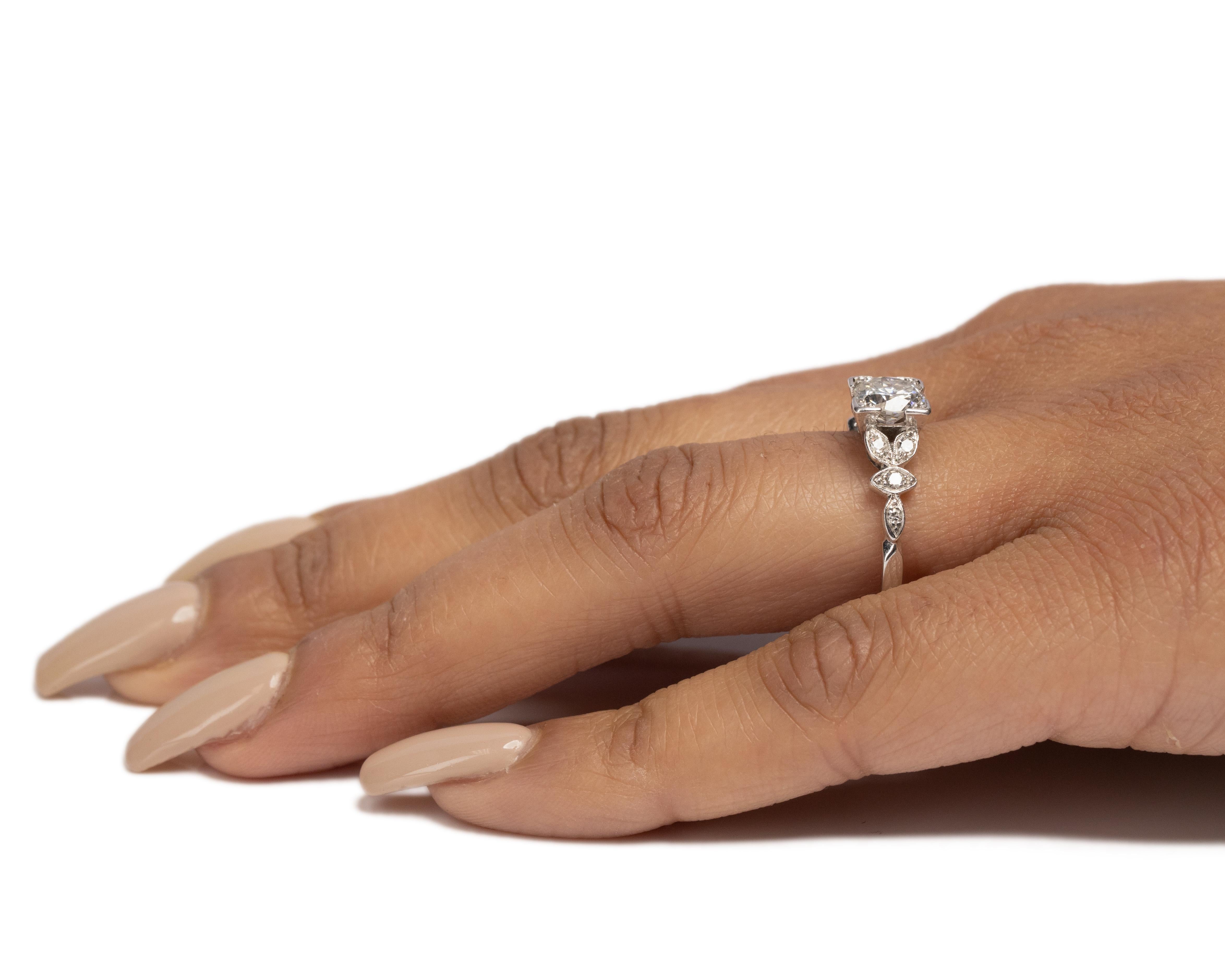 1.01 Carat Art Deco Diamond Platinum Engagement Ring For Sale 2