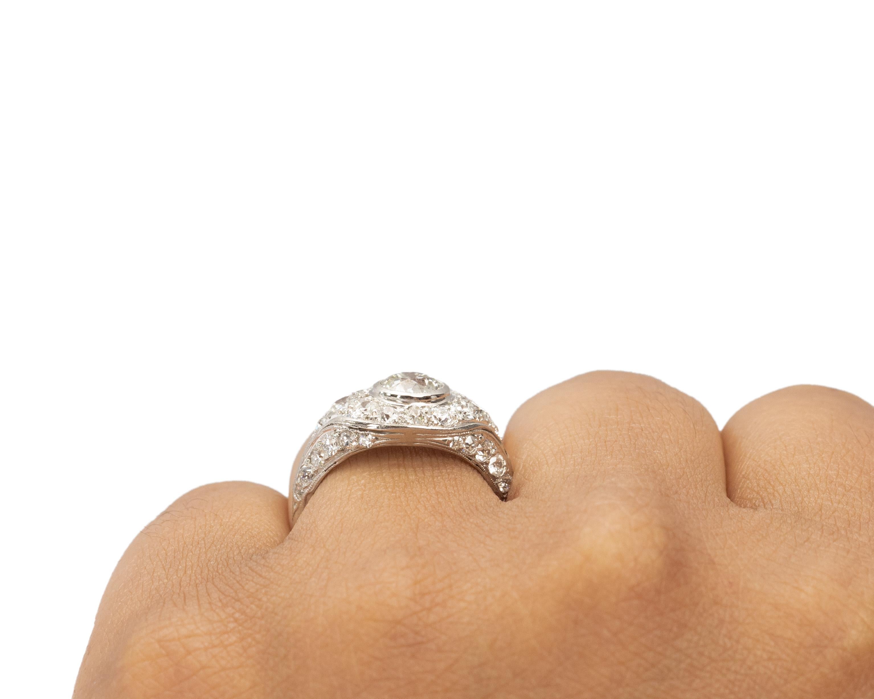 Bague de fiançailles Art déco en platine avec diamants de 1,01 carat en vente 2