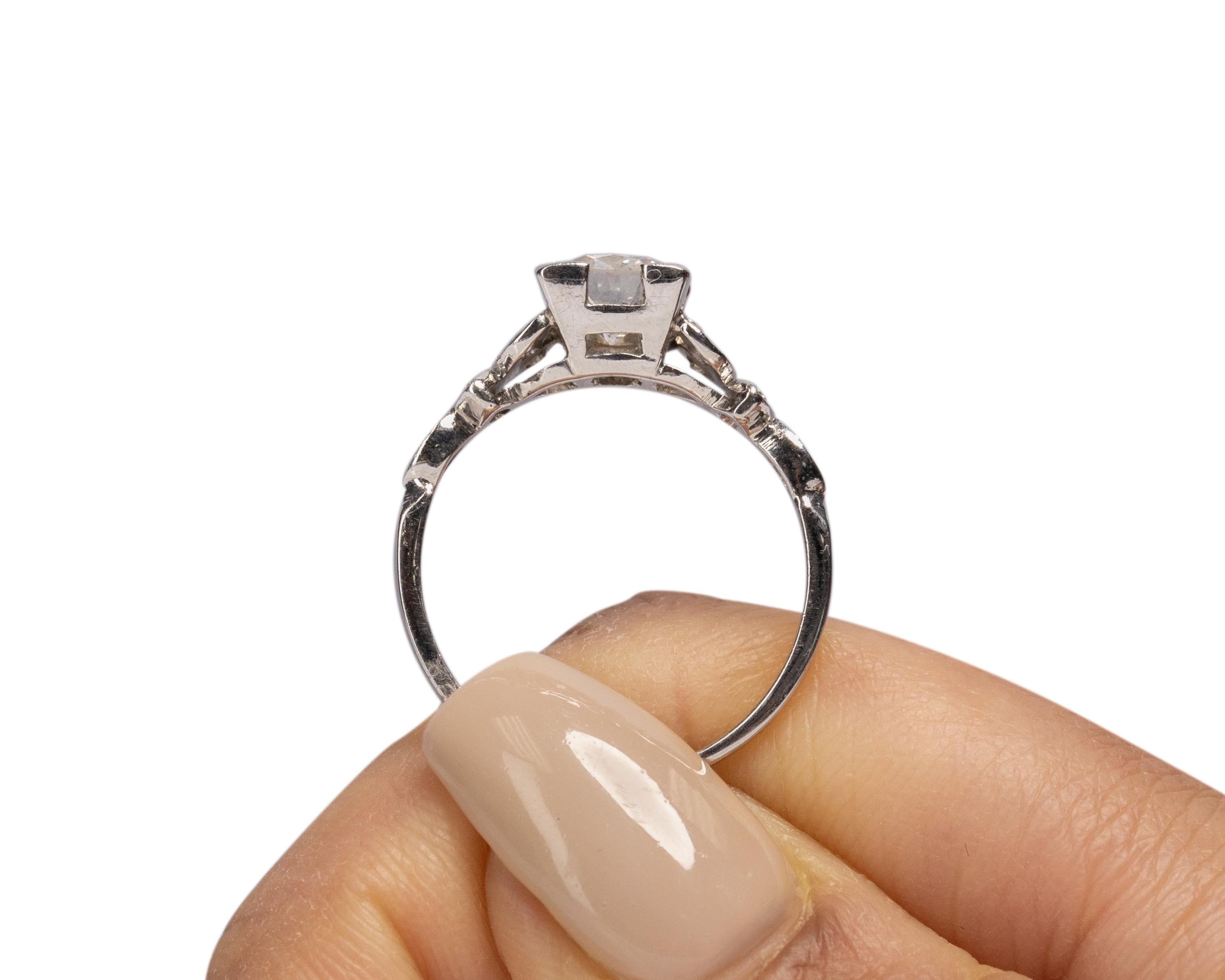 1.01 Carat Art Deco Diamond Platinum Engagement Ring For Sale 3