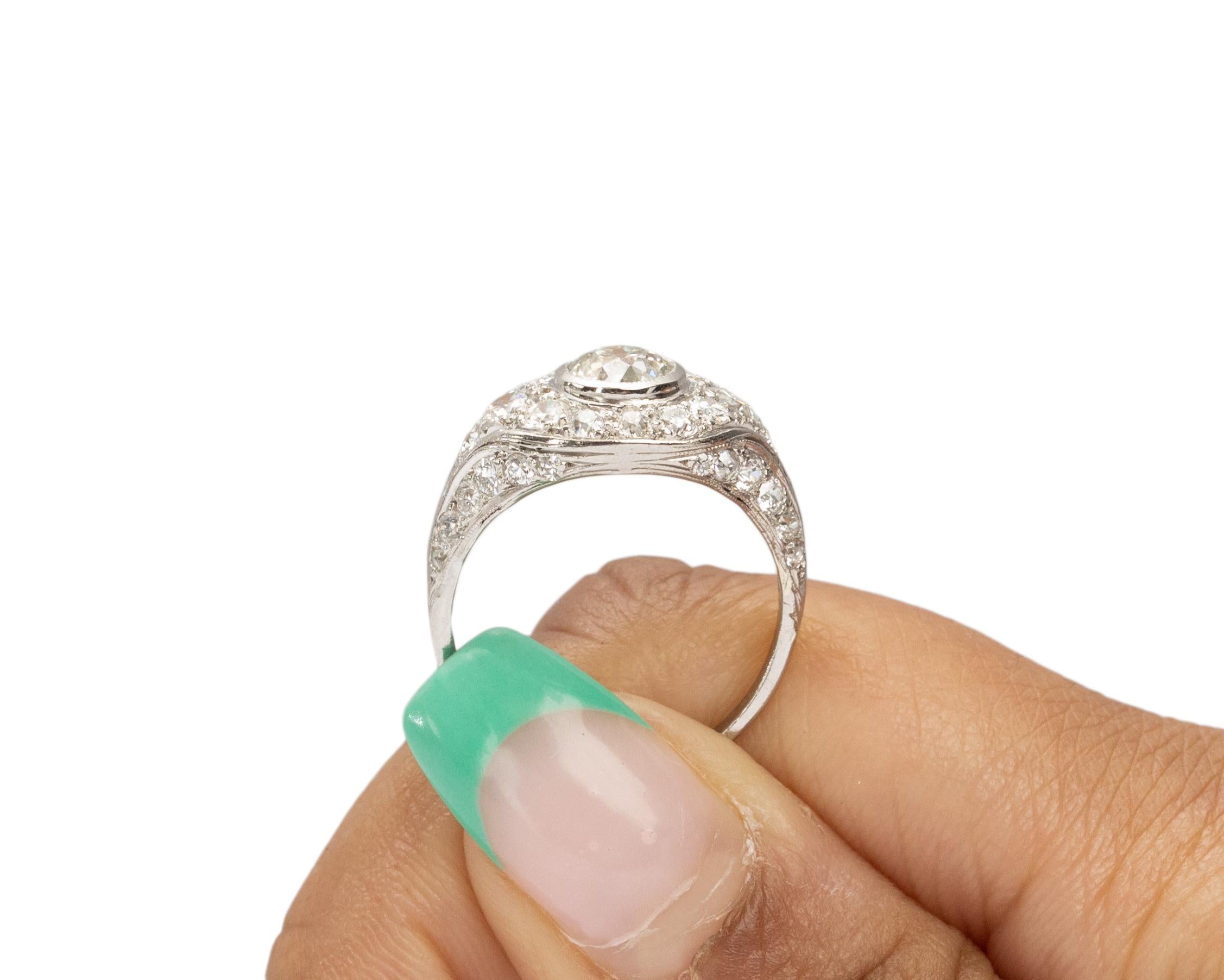 Bague de fiançailles Art déco en platine avec diamants de 1,01 carat en vente 3