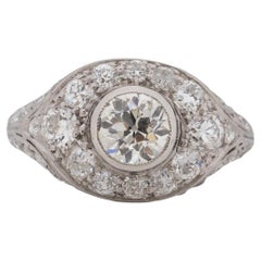 1.01 Carat Art Deco Diamond Platinum Engagement Ring