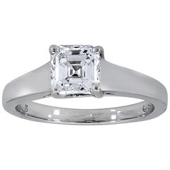 Bague de fiançailles solitaire en diamant taille Asscher de 1,01 carat