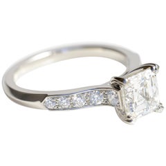 1.01 Carat Asscher Cut Diamond Solitaire Engagement Ring in Platinum