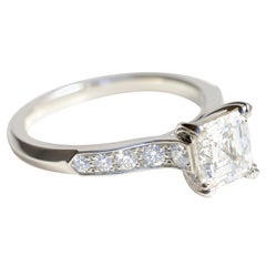 1.01 Carat Asscher Cut Diamond Solitaire Engagement Ring in Platinum