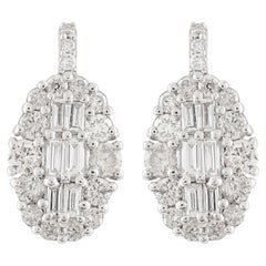 1,01 Karat Baguette-Diamant-Designer-Haken-Ohrringe aus massivem 10k Weißgold