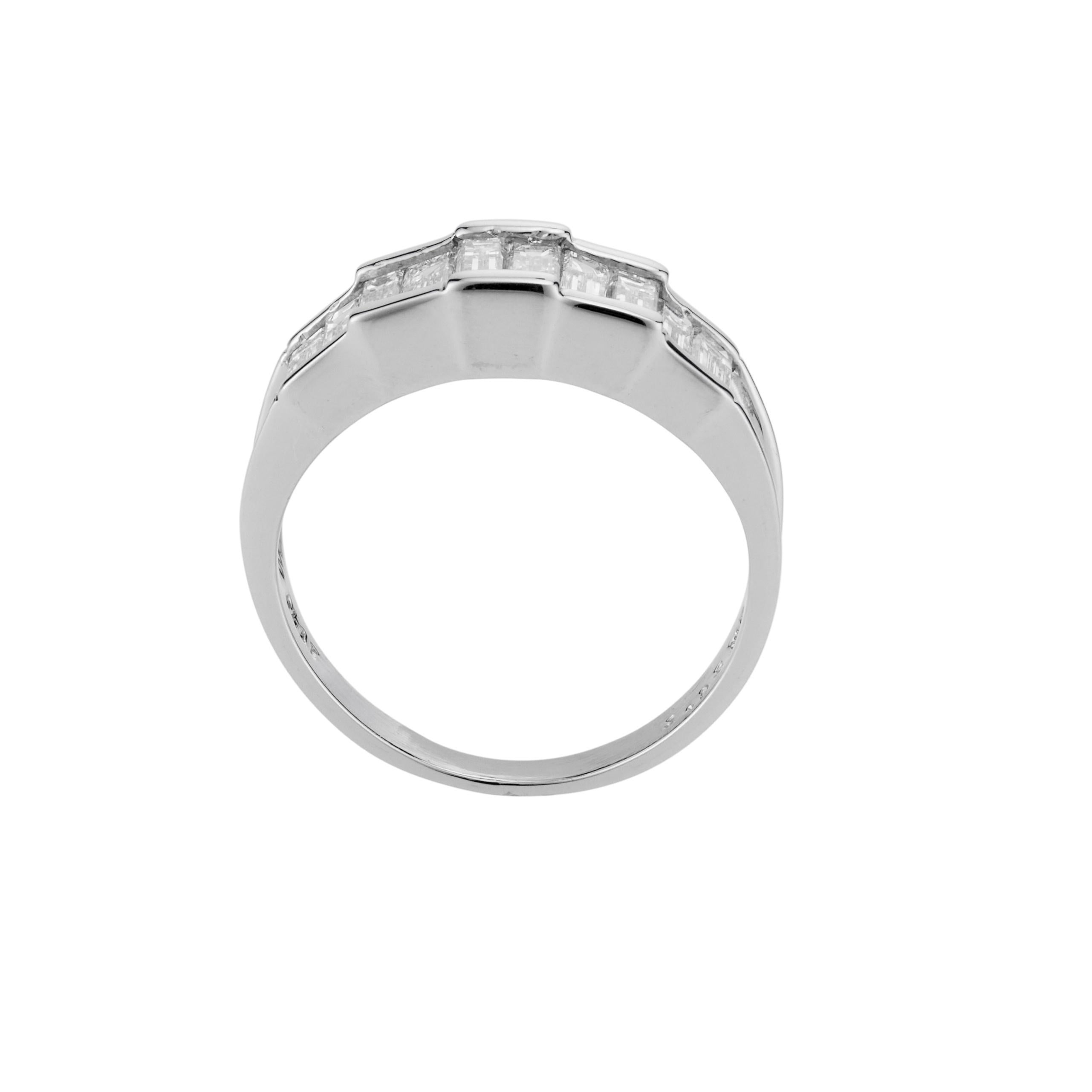 Baguette Cut 1.01 Carat Baguette Diamond Platinum Band Ring For Sale