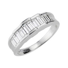 Bague à anneau en platine avec diamant baguette de 1,01 carat