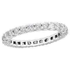 1.01 Carat Brilliant Cut Round Diamond Eternity Wedding Band in 14K White Gold