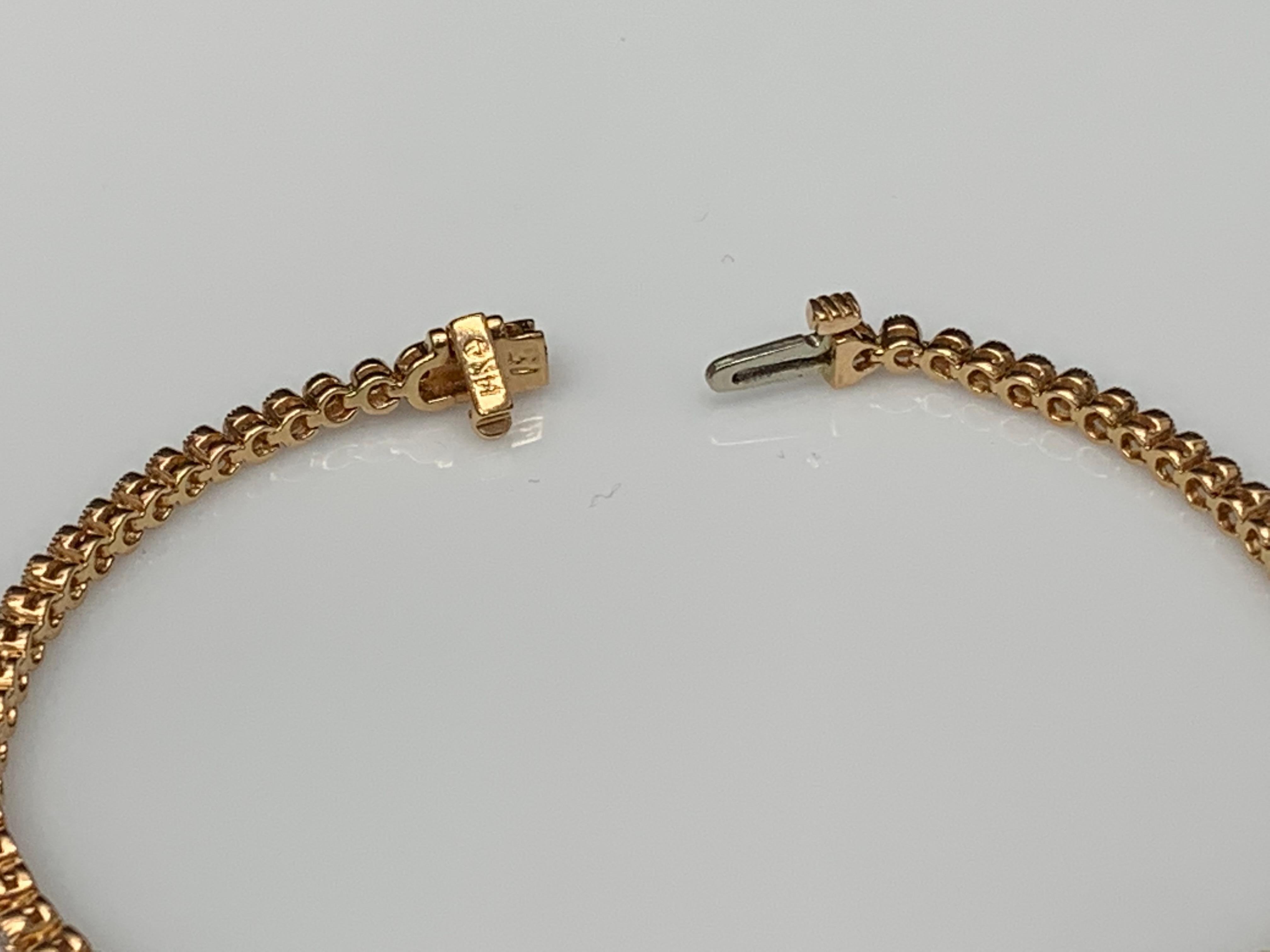 1,01 Karat Diamant-Tennisarmband aus 14 Karat Roségold mit rundem Brillantschliff im Angebot 5