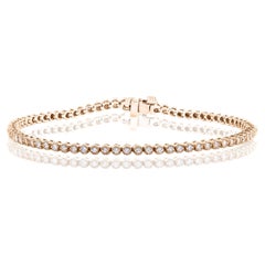 Bracelet tennis en or rose 14 carats avec diamants ronds taille brillant de 1,01 carat