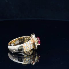 1.01 Carat Burmese Ruby Diamond Vintage Style 18K Gold Ring by Meghna Jewels