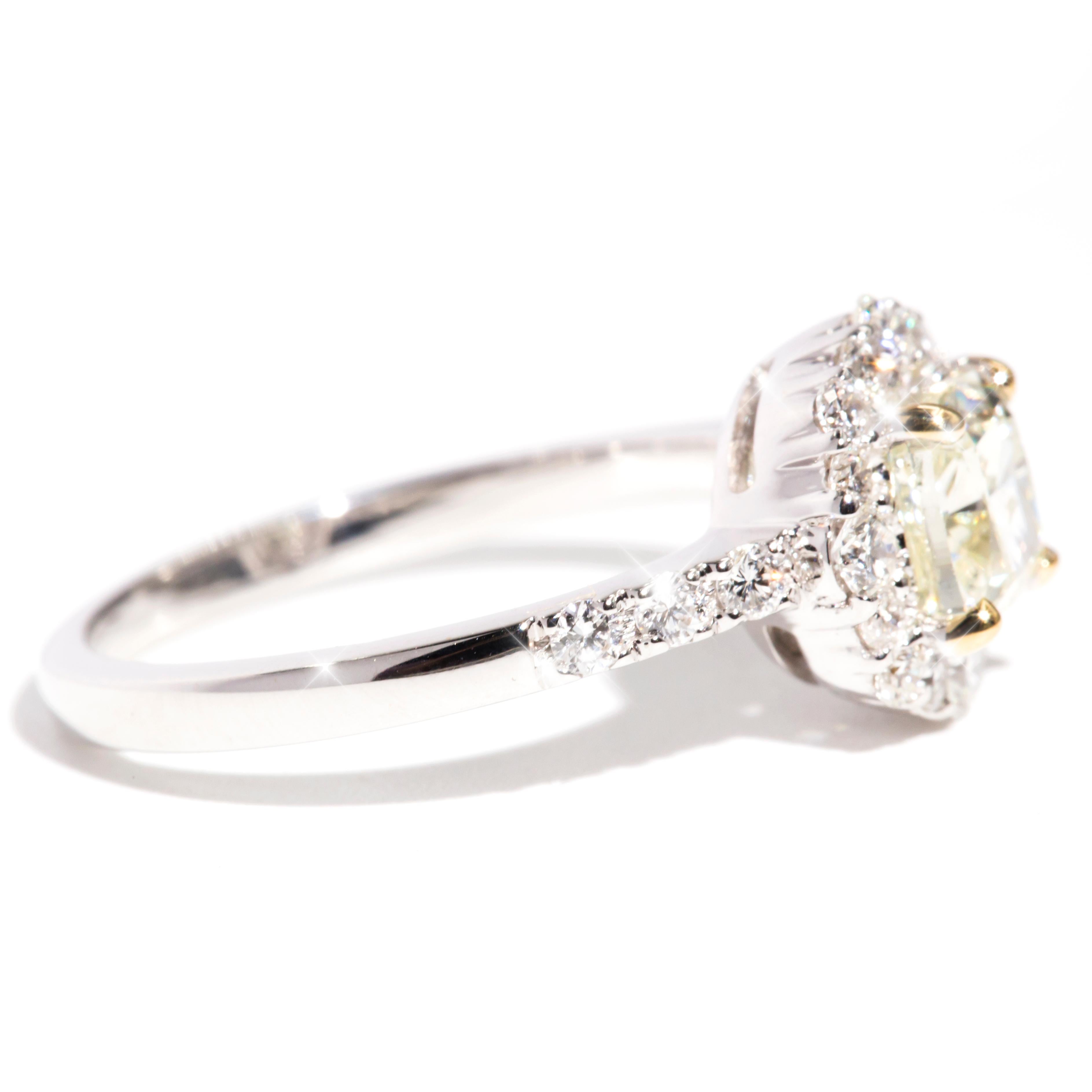 1.01 Carat Certified Yellow Diamond and 18 Carat Gold Engagement Ring 2