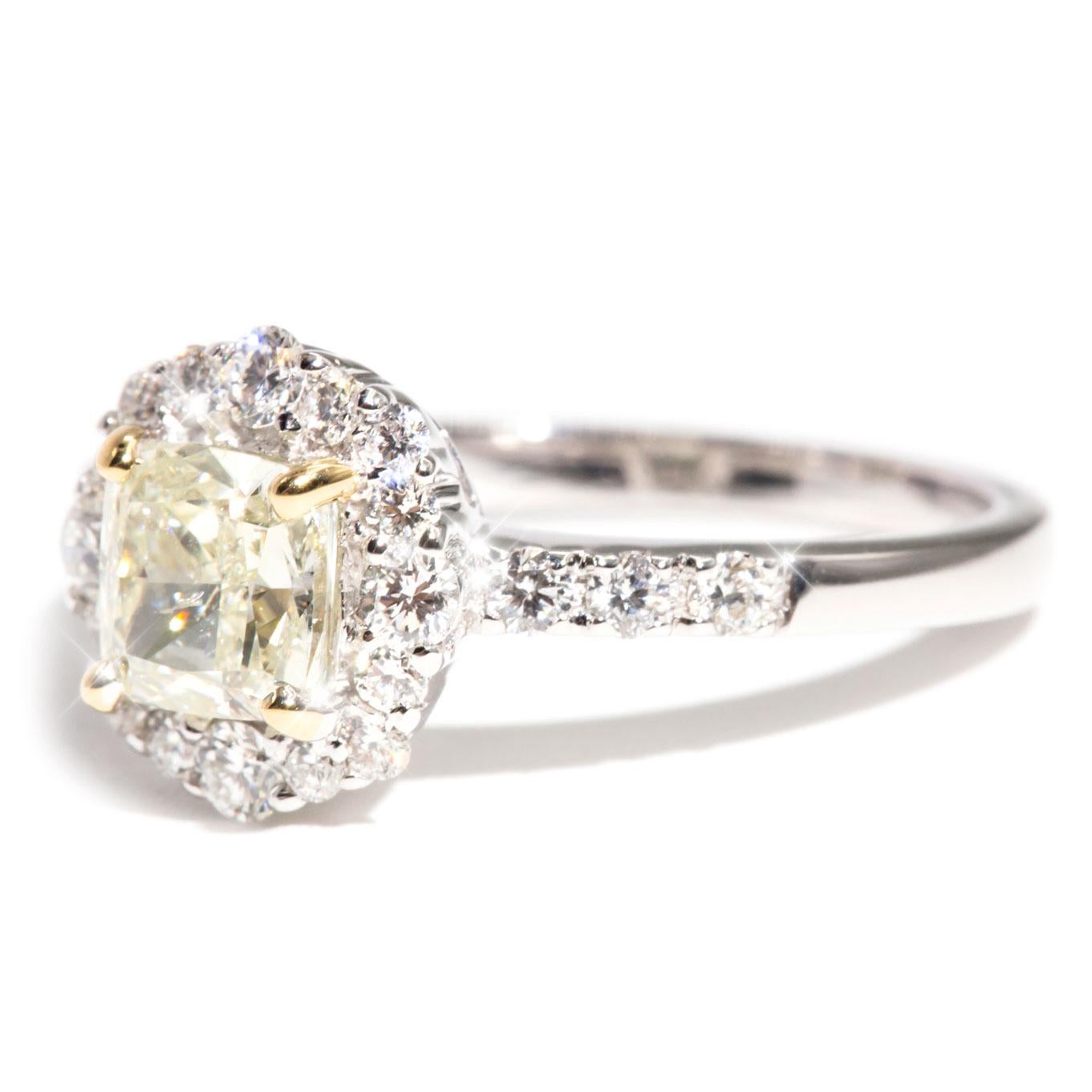 1.01 Carat Certified Yellow Diamond and 18 Carat Gold Engagement Ring 10