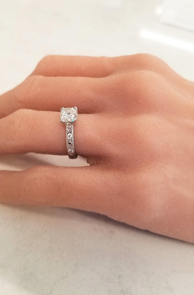 1 01 Carat Cushion Cut Diamond Cocktail Ring In Platinum For Sale