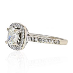 1.01 Carat Cushion Cut Diamond I/VS2 GIA Halo Engagement Ring