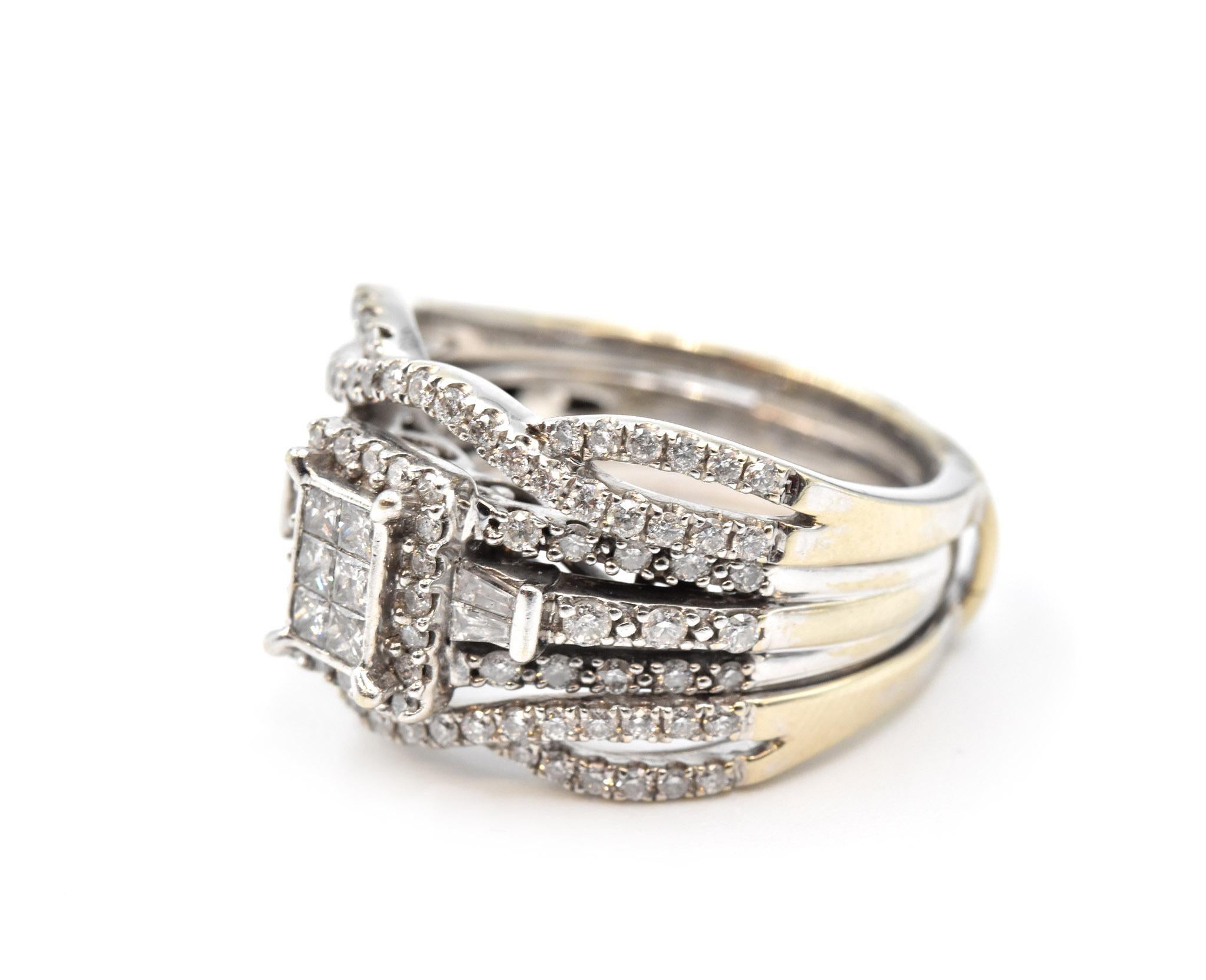 Round Cut 1.01 Carat Diamond 14 Karat White Gold Three-Piece Engagement Ring
