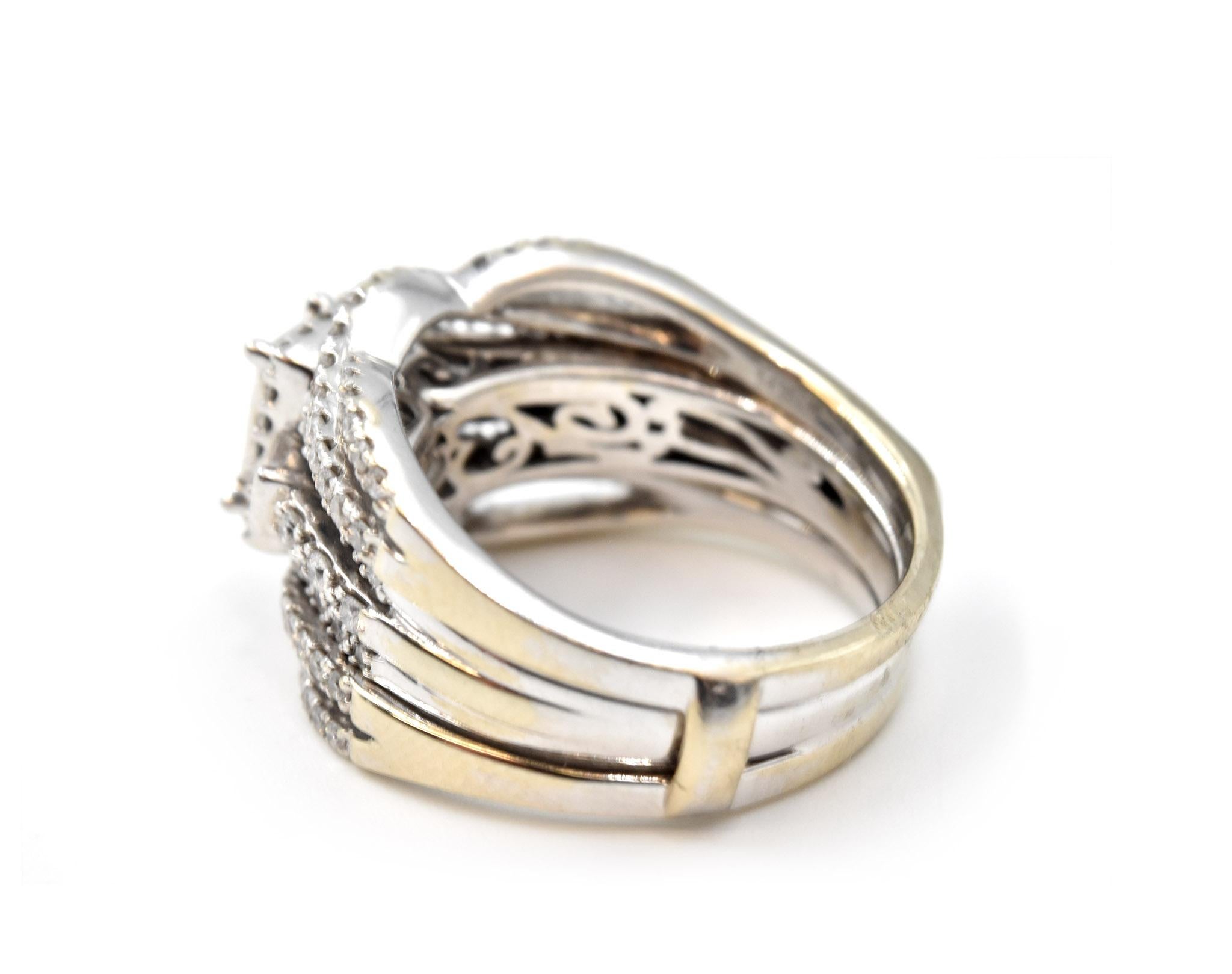 1.01 Carat Diamond 14 Karat White Gold Three-Piece Engagement Ring In Excellent Condition In Scottsdale, AZ