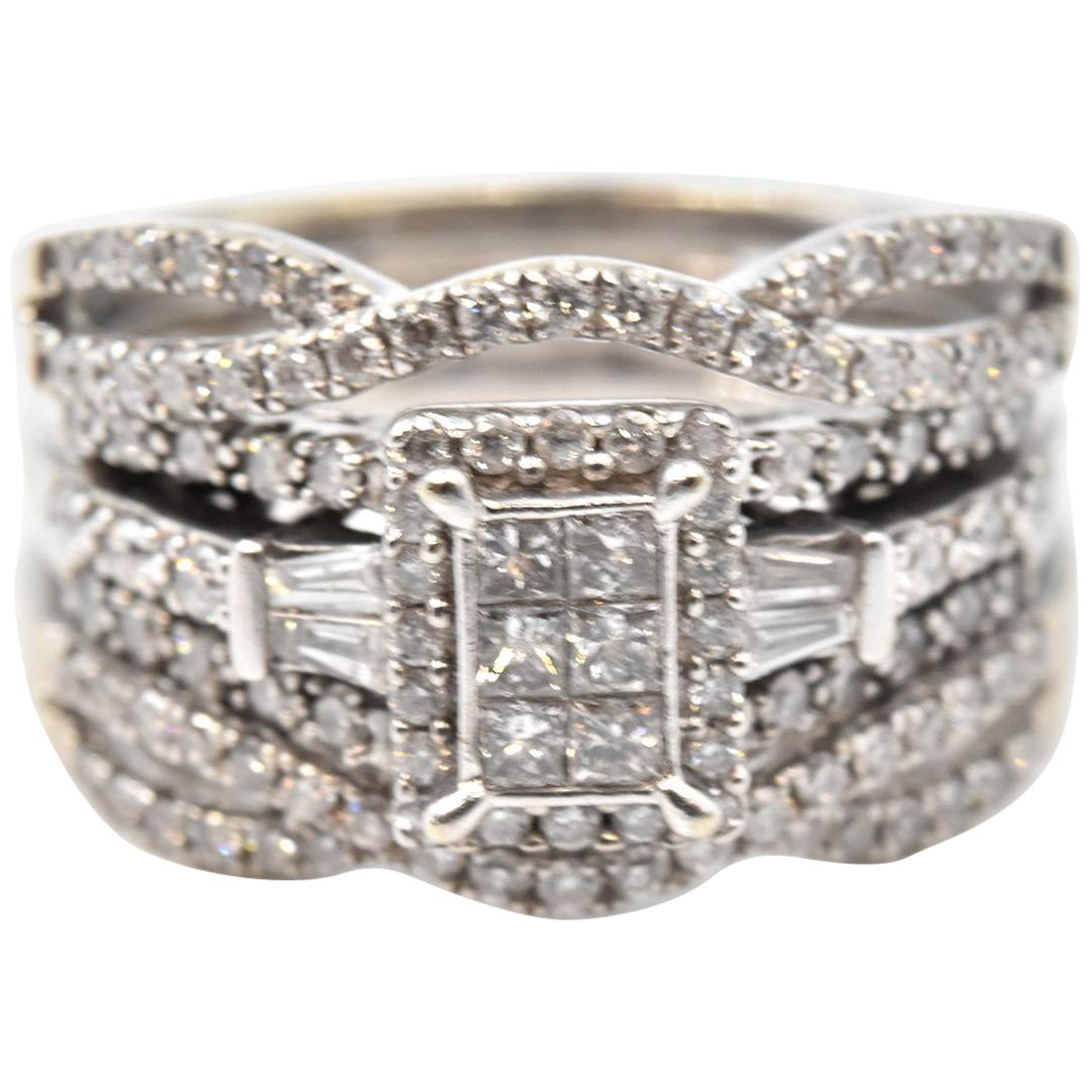 1.01 Carat Diamond 14 Karat White Gold Three-Piece Engagement Ring