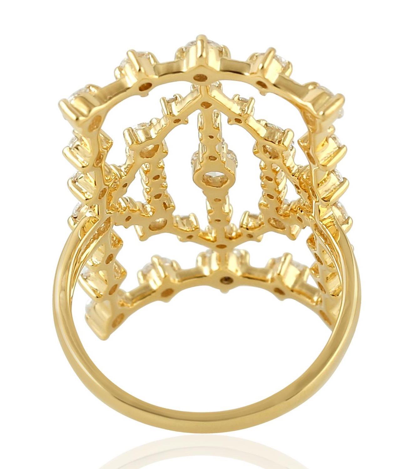 Contemporary Rosecut Diamond 18 Karat Gold Laura Ring For Sale