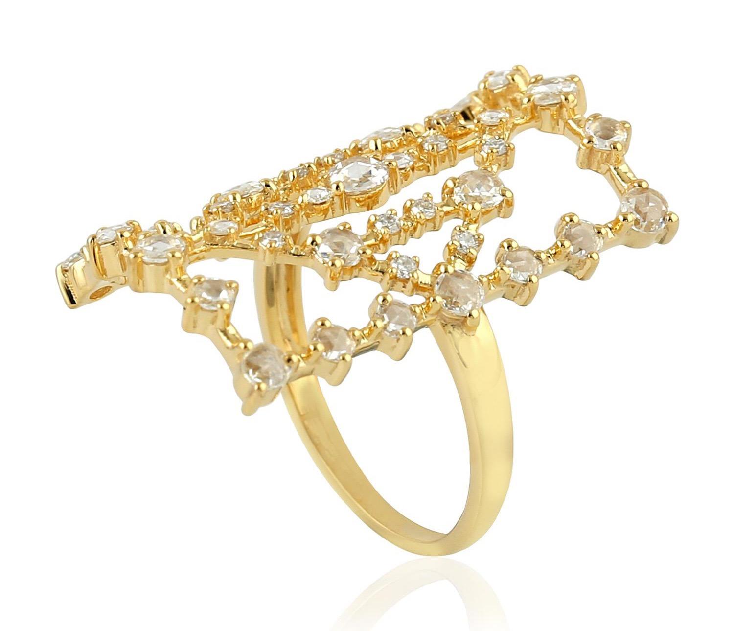 Rose Cut Rosecut Diamond 18 Karat Gold Laura Ring For Sale