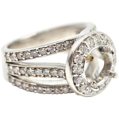 1.01 Carat Diamond 18 Karat White Gold Semi-Mount Engagement Ring