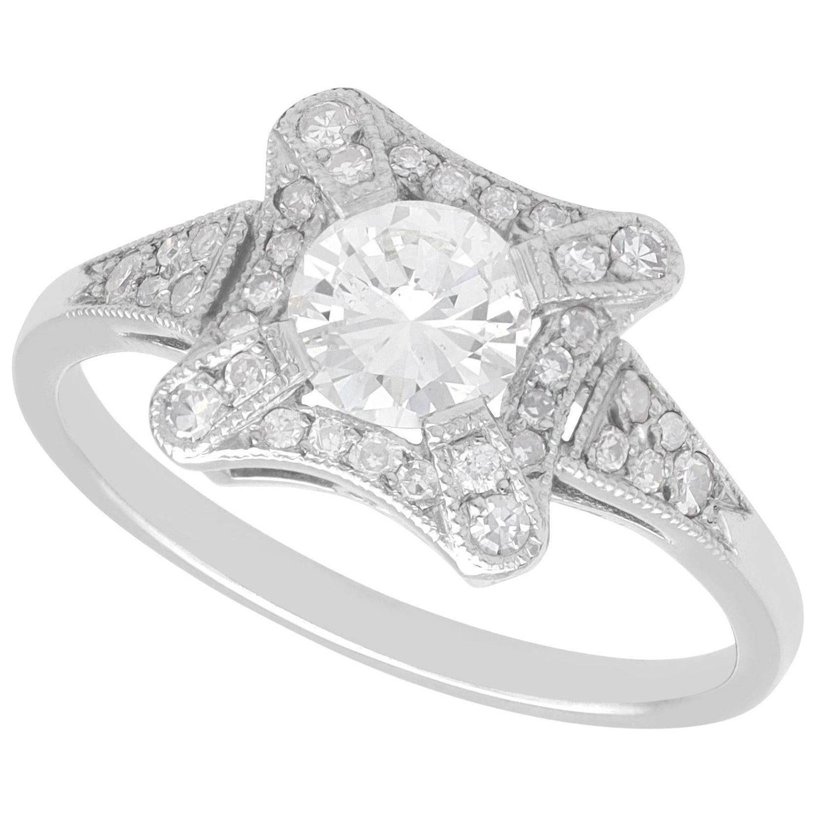 1,01 Karat Diamant und Platin Cluster Verlobungsring