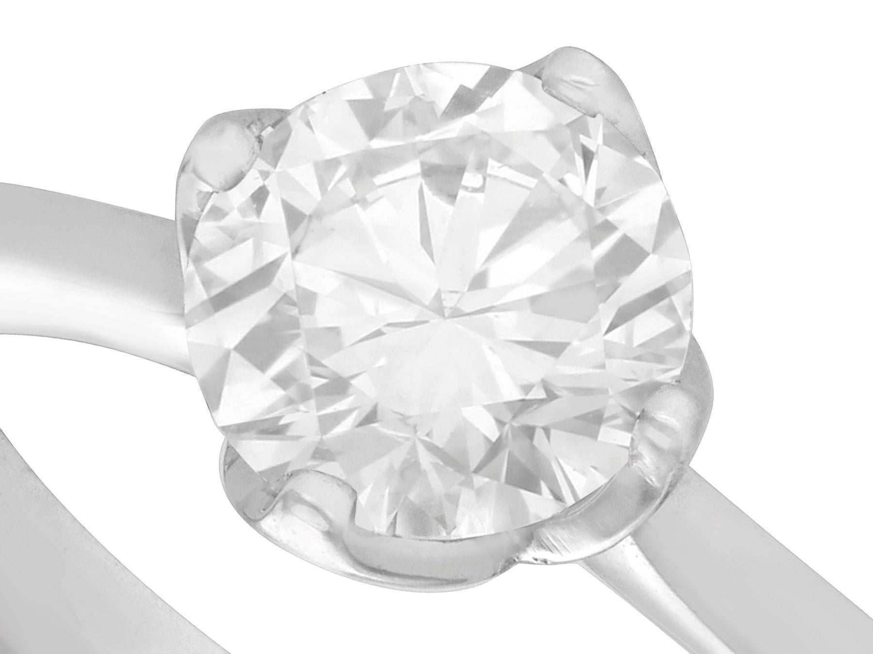Contemporary 1.01 Carat Diamond and Platinum Solitaire Engagement Ring