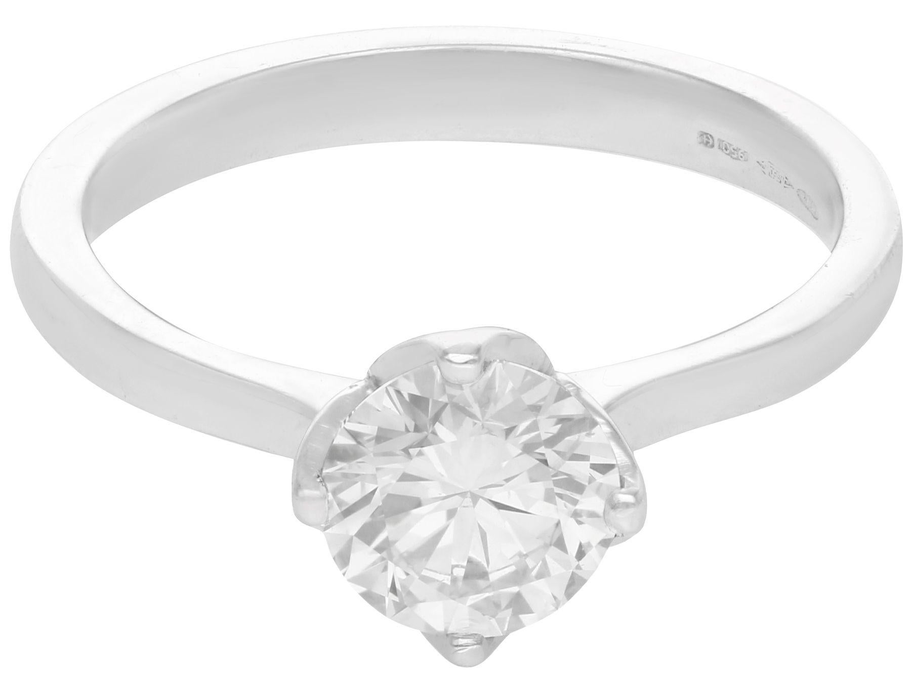 Round Cut 1.01 Carat Diamond and Platinum Solitaire Engagement Ring