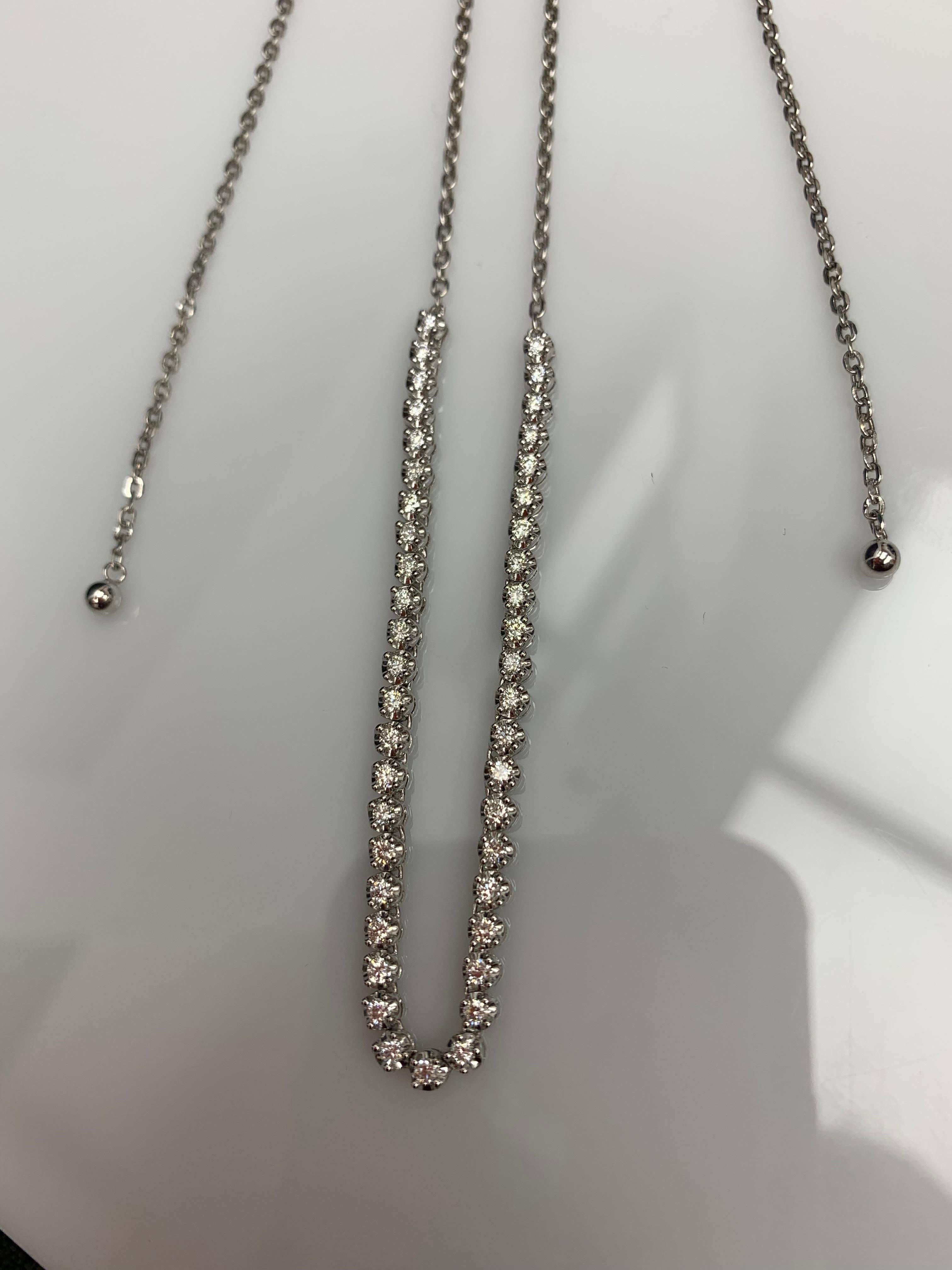 Collana girocollo con diamanti da 1,01 carati in oro bianco 14 carati in vendita 4