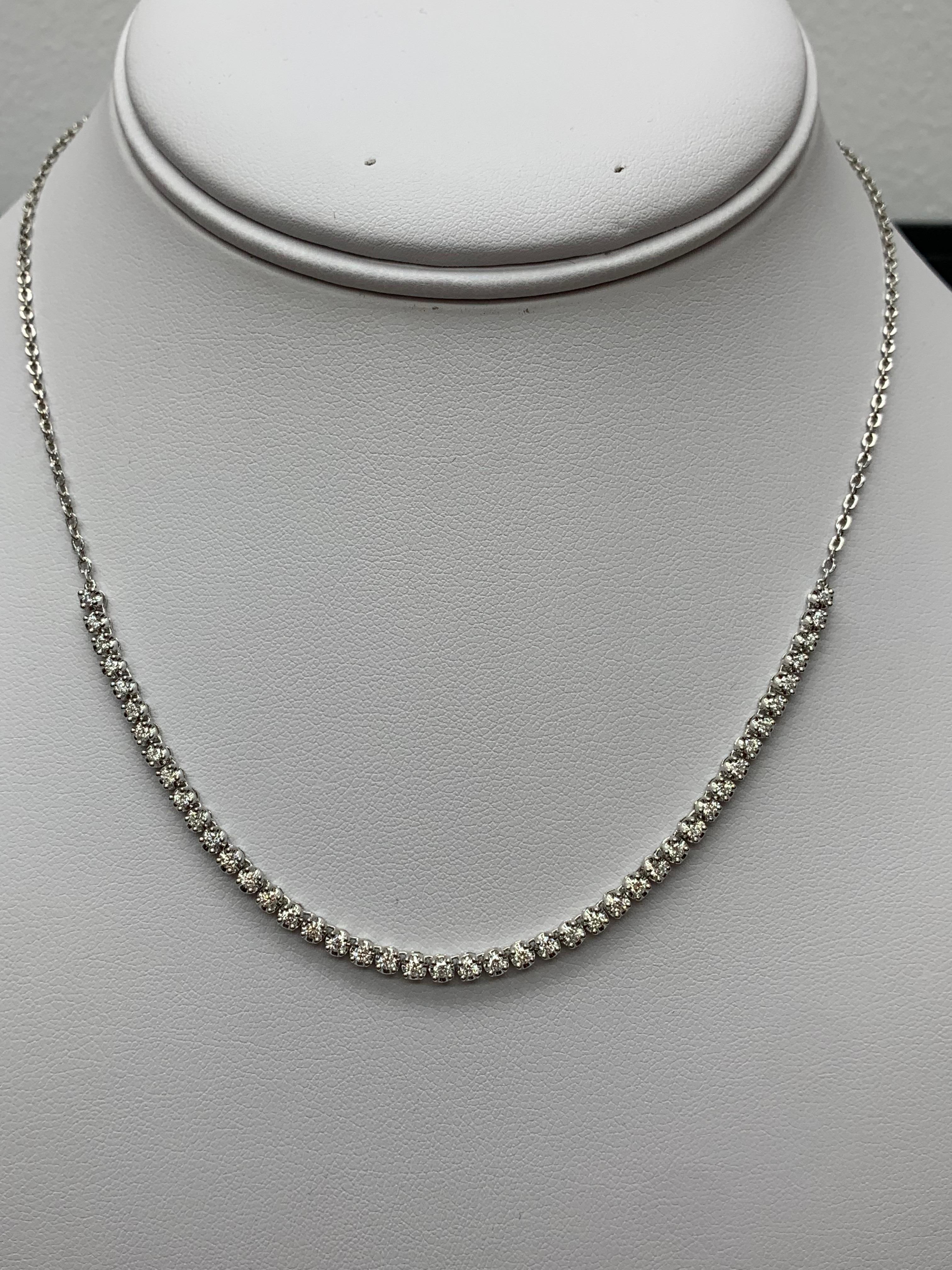 Collana girocollo con diamanti da 1,01 carati in oro bianco 14 carati In condizioni Nuovo in vendita a NEW YORK, NY